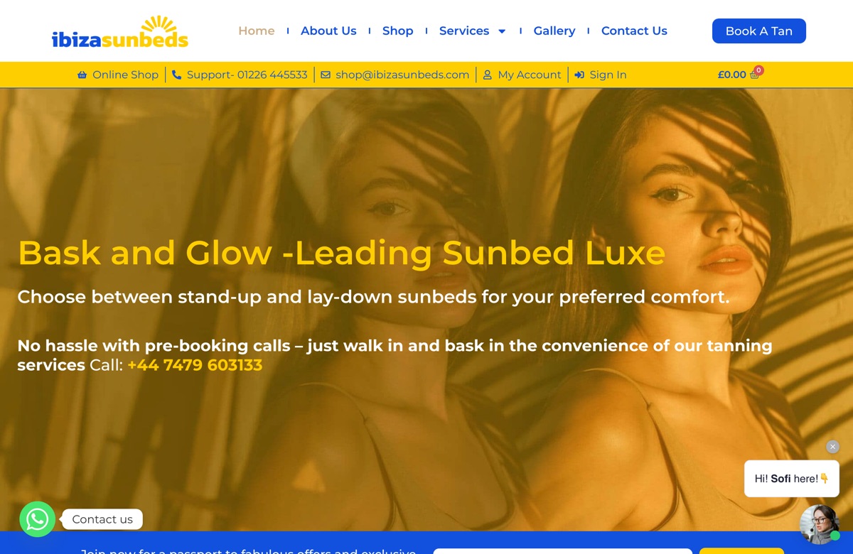 Ibiza Sunbeds website homepage